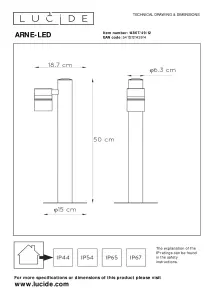 Lucide Arne-Led Modern Bollard Light Outdoor 6,3cm - LED - GU10 - 1x5W 2700K - IP44 - Satin Chrome