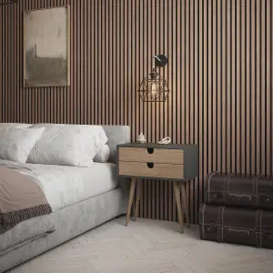 Kraus Acoustic Slat Wall Panel 3D Wood - Walnut Brown - 290x120mm - Sample