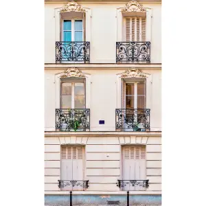 Grandeco Parisian Facade 3 panel repeatable Textured Mural, 2.8 x 1.59m