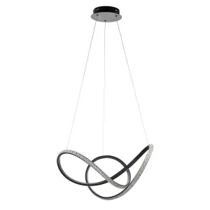 Luminosa Sassari Single Pendant Ceiling Lamp, Textured Black, Faceted Acrylic