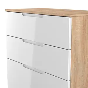 Milan Ready assembled White & oak 4 Drawer Chest (H)1067mm (W)740mm (D)390mm