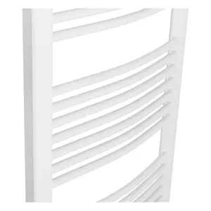 Rinse Curved Bathroom Heated Towel Rail Warmer Radiator Central Heating White - 1500x600mm