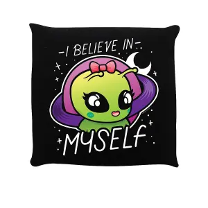 Grindstore I Believe In Myself Cute Alien Cushion Black (One Size)