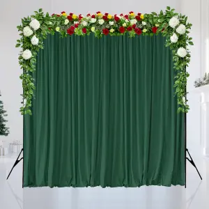 Green Velvet Backdrop Curtain Wrinkle-Free Polyester Fabric Background with Drapes, 3x3 Metres