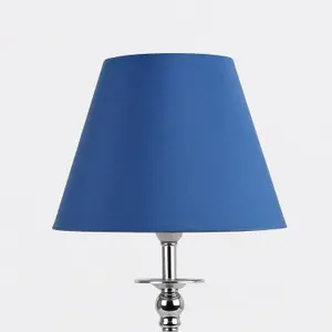 First Choice Lighting Prior - Chrome Blue Table Lamp With Shade