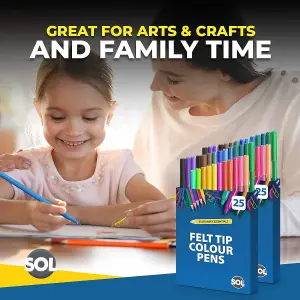 50 Felt Tips Colouring Pens for Adults & Kids - Felt Tip Pens for Children - Drawing Coloured Pens Felt Pens, Colouring Pens