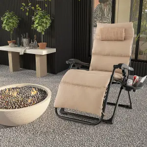 Costway Patio Metal Zero Gravity Chair Outdoor Folding Recliner with Removable Cushion