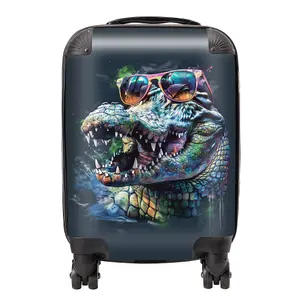 Crocodile In Glasses Splashart Suitcase - Mini Cabin