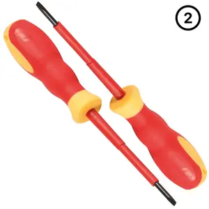 Screwdriver VDE Electrical Slotted Flat Insulated Terminal Driver 3mm x 75mm 2pack