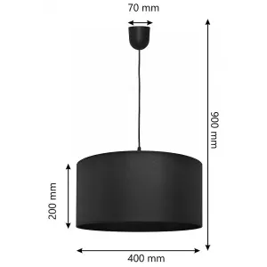 Luminosa Alba Cylindrical Pendant Ceiling Light Black 40cm