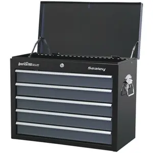 Lockable Black 5 Drawer Tool Chest Storage Cabinet - 600 x 305 x 470mm