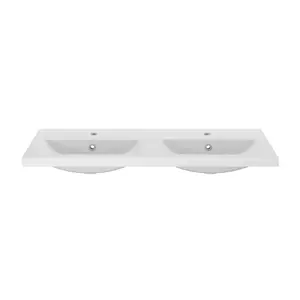 GoodHome Nira Double Gloss White Rectangular Vanity Basin (W)100.4cm