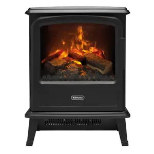 Dimplex Evandale 2000W Matt Black Cast iron effect Electric Stove (H)580mm (W)440mm