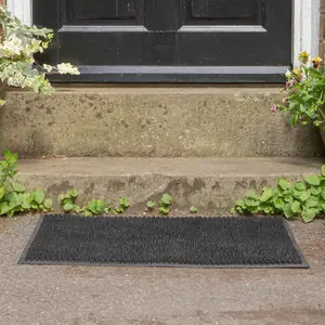 Nicola Spring Heavy Duty Rubber Door Mat - 60cm x 40cm - Black - Classic