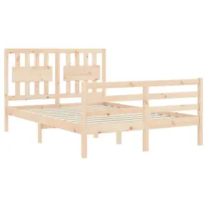 Berkfield Bed Frame with Headboard Small Double Solid Wood