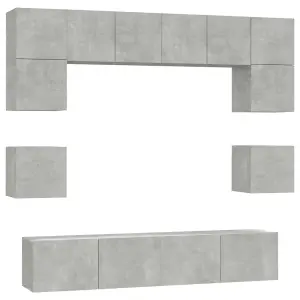 Berkfield 8 Piece TV Cabinet Set Concrete Grey Engineered Wood