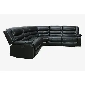 Sorreno Bonded Leather Recliner Corner Sofa In Black