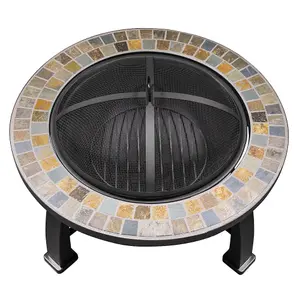 30 Inch Traditional Fire Pit Wood Burner with Safety Mesh Screen for Outdoor Use