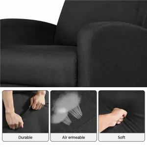 Yaheetech Black Modern Fabric Recliner Sofa with Pocket