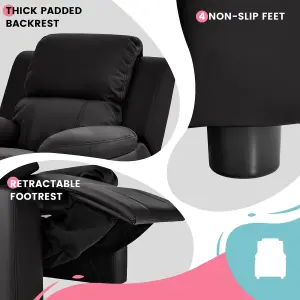 Costway Kids Recliner Chair PU Leather Toddler Sofa Chair w/ Adjustable Backrest & Footrest Black