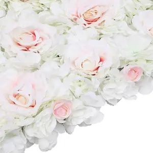 Artificial Flower Wall Backdrop Panel, 60cm x 40cm, White & Light Pink