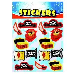 Pirate Sticker Sheet (Pack of 3) Multicoloured (One Size)