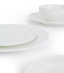 12pc Professional Alumina White Ceramic Classic Rim Dinner Set