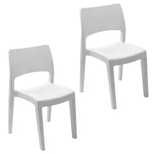 82cm Height Modern Garden Plastic Chair Set Patio Outdoor Furniture White 2 Pcs