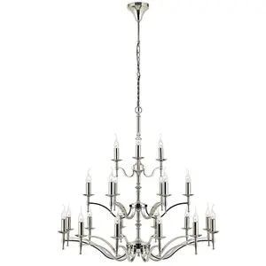 Avery Ceiling Pendant Chandelier Light 21 Lamp Bright Nickel Curved Candelabra