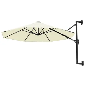 Berkfield Wall-Mounted Parasol with Metal Pole 300 cm Sand