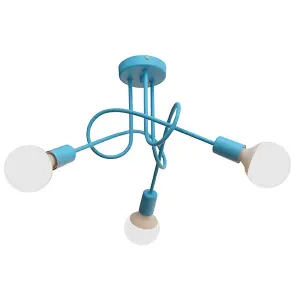 Luminosa Oxford Multi Arm Semi Flush Ceiling Light Turquoise 50cm