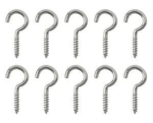 Metal J-shaped Single Hook (W)11mm, Pack of 10