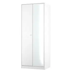 San Jose Ready assembled Contemporary White Tall Double Wardrobe With 1 mirror door (H)1960mm (W)740mm (D)520mm