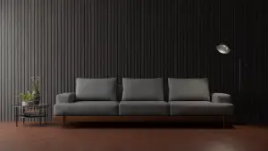 240cm x 60cm Wide Grand Acoustic Wood Slat Wall Panel in Midnight Black