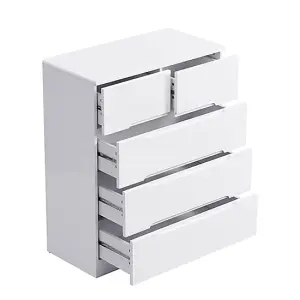 Manhattan High Gloss Chest Of 5 Drawers In White