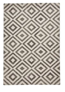 Grey/White Geometric Modern Easy to clean Rug for Dining Room -160cm X 220cm