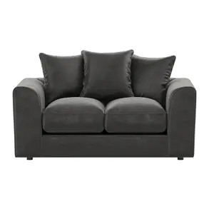 Brooklyn  Plush Velvet Fibre Fabric 2 Seater sofa   Grey