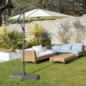 GardenKraft 14819 3m Cream Outdoor Cantilever Banana Garden Parasol