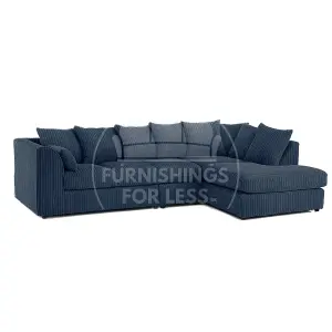 Luxor Navy Blue Jumbo Cord Large 5 Seater Corner Sofa Long Right Hand Facing