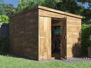 Dunster House Wooden Shed Garden Storage 2.4m x 3m Pressure Treated Overlord Pent No Window