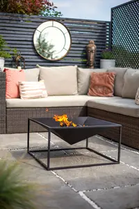 La Hacienda Black Cairo Steel Firepit - L 60 cm x W 60 cm x H 31 cm