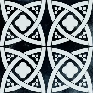 Radford Black & white Matt Patterned Porcelain Outdoor Floor Tile, Pack of 2, (L)604mm (W)604mm