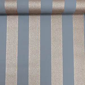 Grey Gold Stripe Wallpaper Glitter Shimmer Paste The Wall Thick Heavy Vinyl