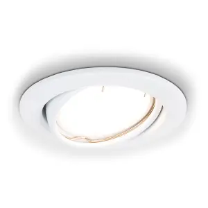 ValueLights Downlight Tiltable Fire Rated White Ceiling Light Fitting Single Pack