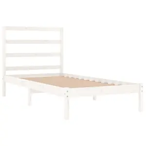 Berkfield Bed Frame White Solid Wood Pine 90x200 cm Single