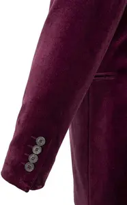 House Of Bruar Men's Single Breasted Velvet Jacket - Burgundy Red