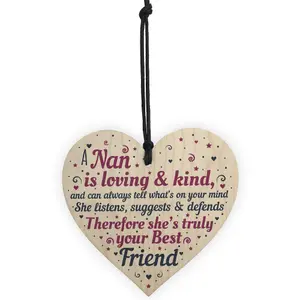 Red Ocean Gifts For Nan Birthday Christmas Wooden Heart Best Friend Gifts For Grandparent Plaque Keepsake