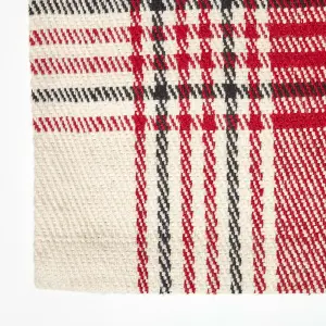 Homescapes Walker Red Tartan Check Non-Slip 100% Wool Rug, 120 x 170 cm