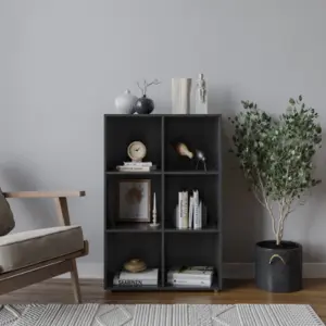 URBNLIVING 90cm Height Black 6 Cube Shelving Unit