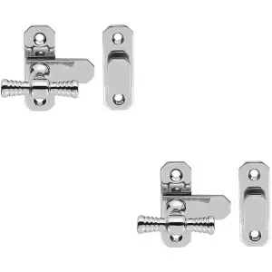 2x Window T Handle Fastener 57 x 19mm Polished Chrome Cabinet Door Lock